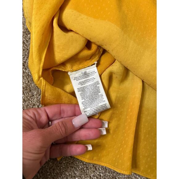 BCBGMaxazria Kira Cowlneck halter top mustard yellow NEW MSRP $138 SZ LG - Picture 5 of 7